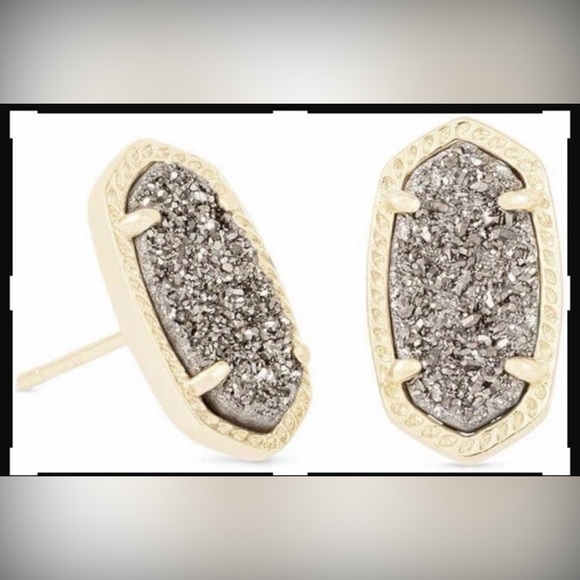 Kendra Scott Jewelry - Kendra Scott Platinum Drusy Ellie Gold Stud Earrings
